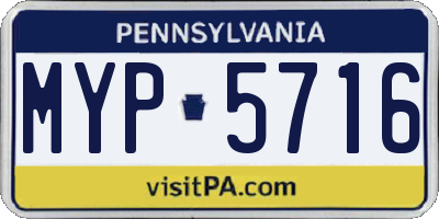 PA license plate MYP5716
