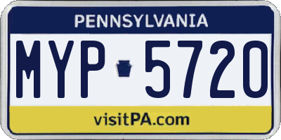 PA license plate MYP5720
