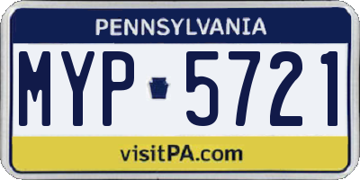 PA license plate MYP5721