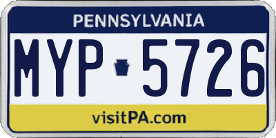 PA license plate MYP5726