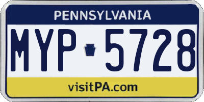 PA license plate MYP5728