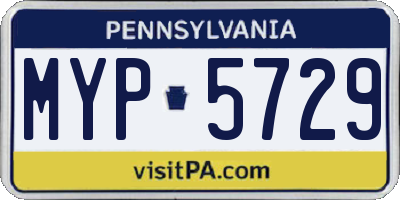 PA license plate MYP5729