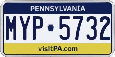 PA license plate MYP5732