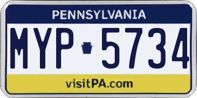 PA license plate MYP5734