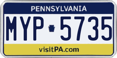 PA license plate MYP5735