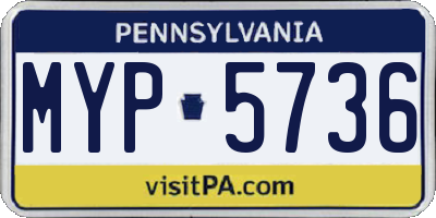 PA license plate MYP5736