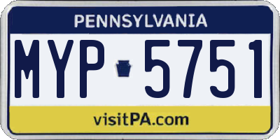 PA license plate MYP5751