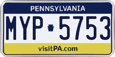 PA license plate MYP5753