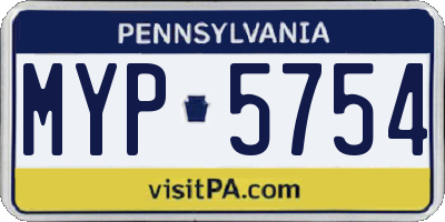 PA license plate MYP5754