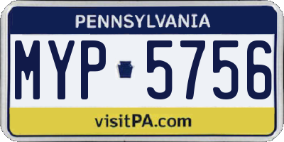 PA license plate MYP5756