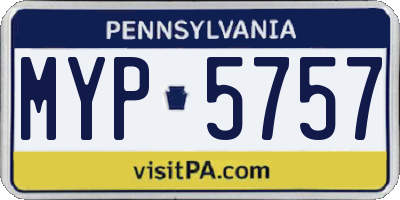 PA license plate MYP5757
