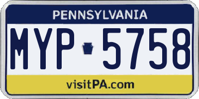 PA license plate MYP5758