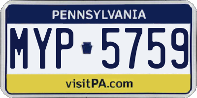 PA license plate MYP5759