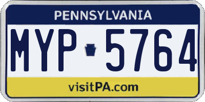 PA license plate MYP5764