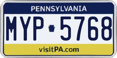 PA license plate MYP5768