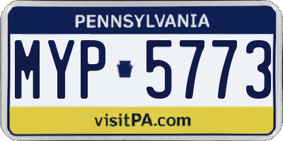 PA license plate MYP5773