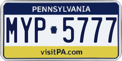 PA license plate MYP5777