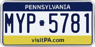 PA license plate MYP5781