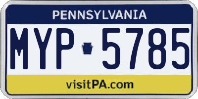 PA license plate MYP5785