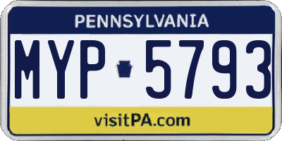 PA license plate MYP5793
