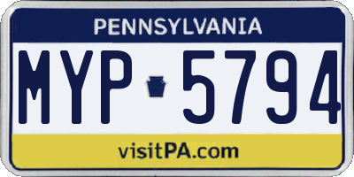 PA license plate MYP5794