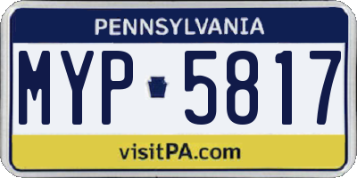 PA license plate MYP5817