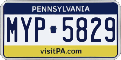 PA license plate MYP5829