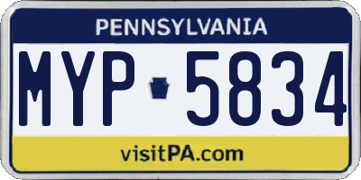 PA license plate MYP5834