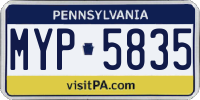 PA license plate MYP5835