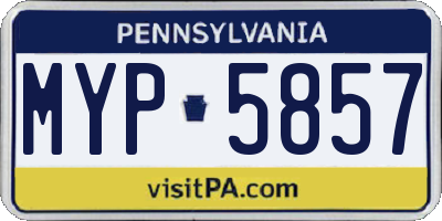 PA license plate MYP5857
