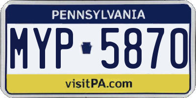 PA license plate MYP5870