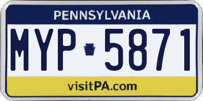 PA license plate MYP5871