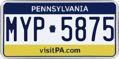 PA license plate MYP5875