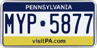 PA license plate MYP5877