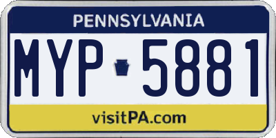 PA license plate MYP5881