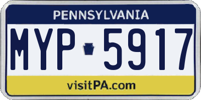 PA license plate MYP5917
