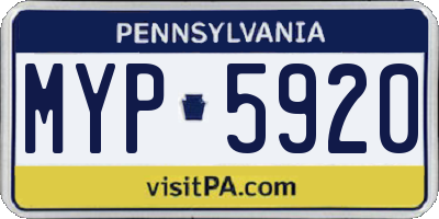 PA license plate MYP5920
