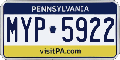 PA license plate MYP5922