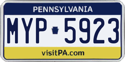 PA license plate MYP5923