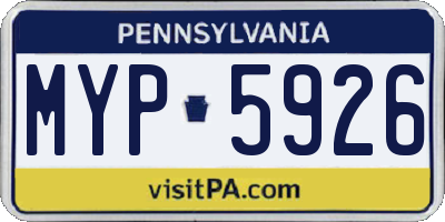 PA license plate MYP5926