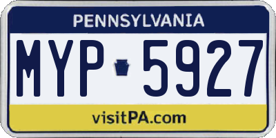 PA license plate MYP5927