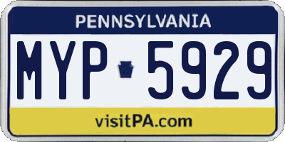 PA license plate MYP5929