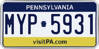 PA license plate MYP5931