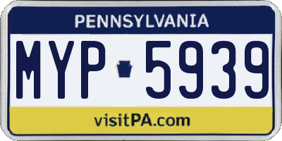 PA license plate MYP5939