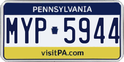 PA license plate MYP5944