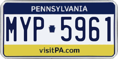 PA license plate MYP5961