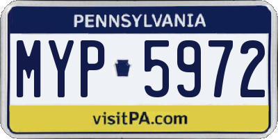 PA license plate MYP5972