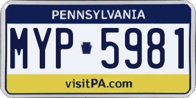 PA license plate MYP5981