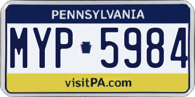 PA license plate MYP5984