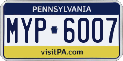 PA license plate MYP6007